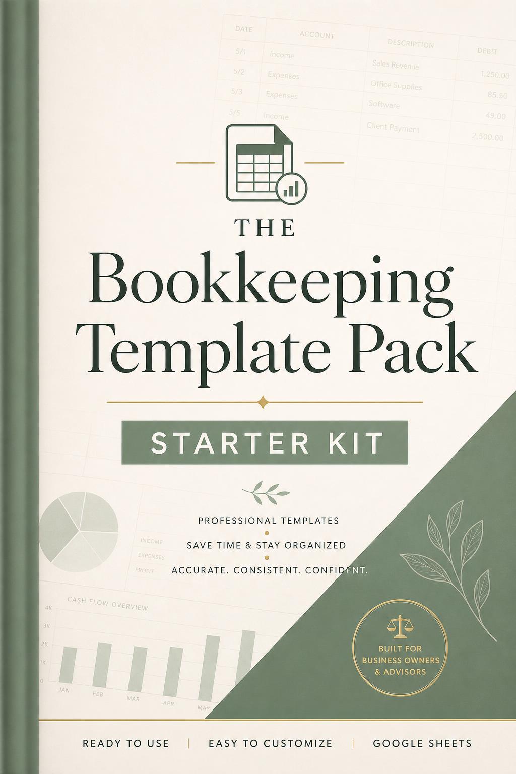 The Bookkeeping Template Pack Starter Kit book cover